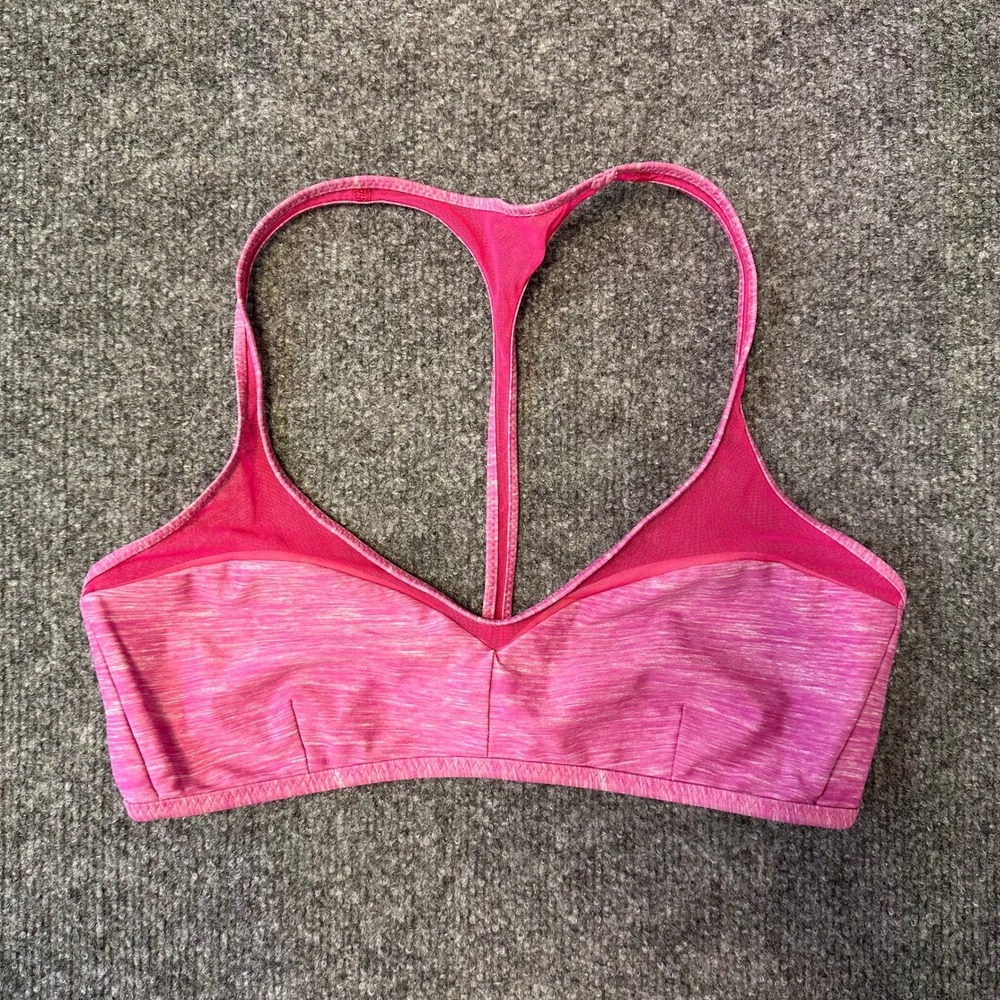 Lululemon Sports Bra Womens Size 6 Pink Space Dye Mesh Racerback Yoga Athletic